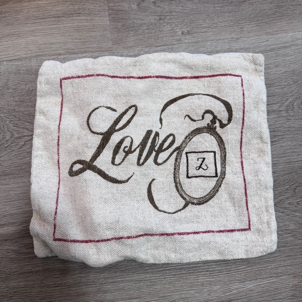 Pottery Barn Love Linen Valentines Decorative Pillow Cover 12x16 Lumbar